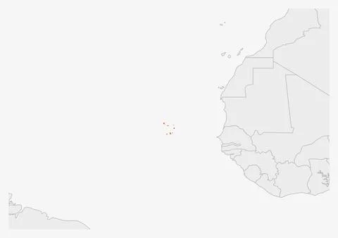 Cape Verde map highlighted in Cape Verde flag colors Stock Illustration