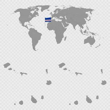 Cape Verde Map Set with World Location. Illustrazione stock