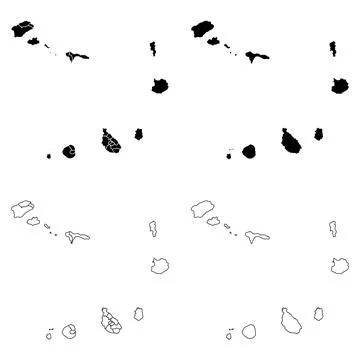 Cape Verde Outline and Solid Fill Map Set. 스톡 일러스트