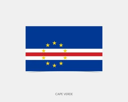Cape Verde Rectangle flag icon with shadow. Stock Illustration