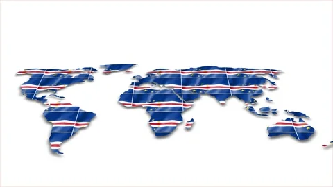 Cape Verde vector flag wave 3d earth map animation white background Video stock 264290542