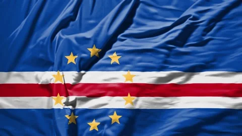 Cape verde waving flag realistic cloth animation Stock Footage 309193041