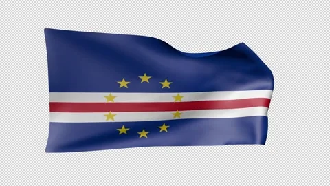 Cape Verde Waving Flag Transparent Alpha Stock Footage 274120398
