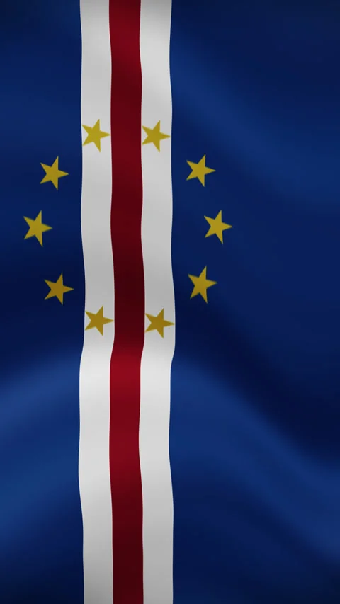 Cape Verde Waving Flag in Vertical Orientation – Realistic Loop Animation Stock Footage 294949458