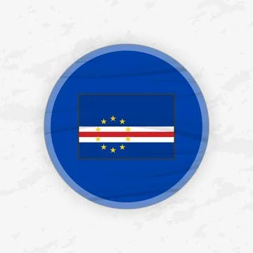 Cape Verdean Flag in a Circular Emblem Design, Abstract Round Sticker Illus.. Stock Illustration