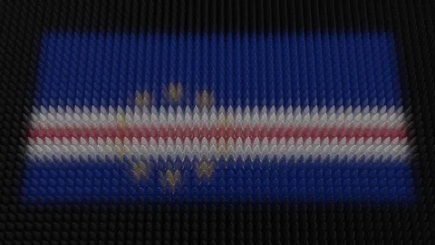 Cape Verdean Flag Light Shining on Scrolling Bullets Stock Footage 287192863