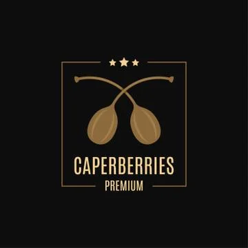 Caperberries logo design. Caper label on black Stock Illustration