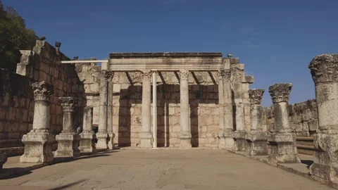 Capernaum Synagogue Foundation and Pillars Vídeo Stock 226406224