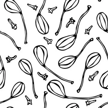 Capers Seamless. Doodle Style Vector Design, Isolated on White Background. Stock Illustration