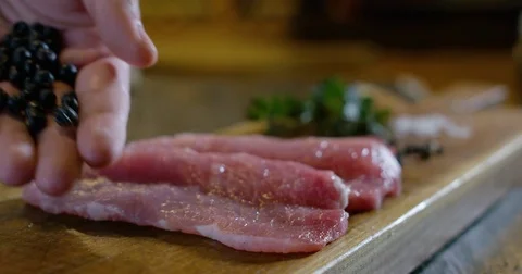 Capers Waterfall On Meat Stock Footage 79448002