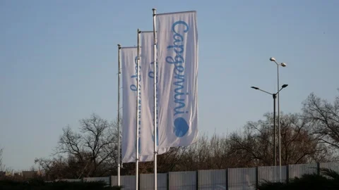Capgemini SE logo flags. IT services and consulting company. Stock Footage 190521518