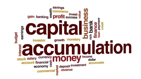 Capital accumulation design animated word cloud, text design animation. Stock Footage 74695980