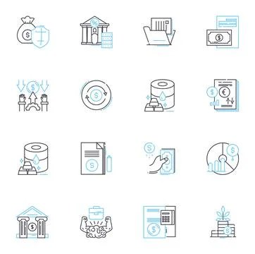 Capital allocation linear icons set. Efficiency, Optimization, Diversity, Risk 스톡 일러스트