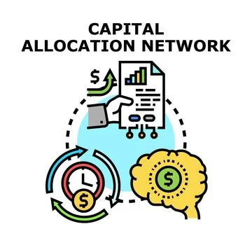 Capital allocation network distributing financial resources planning 库存插图
