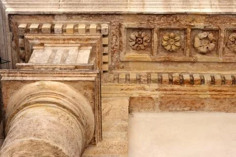 Capital of an ancient building. bottom view Stock Photos