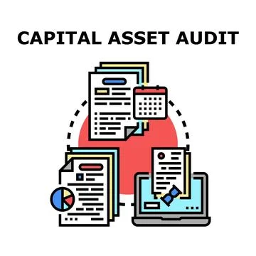 Capital asset auditing process managing business financial data イラスト素材