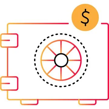 Capital bank safe storage vector outline icon Stock Illustration