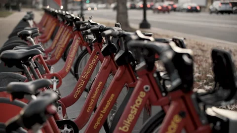 Capital Bikeshare Program Dock in Washington, D.C. Video stock 226458880