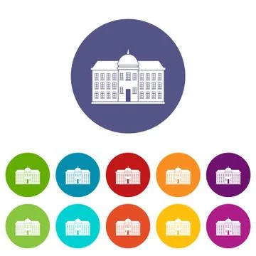 Capital building icons set vector color Ilustración de archivo