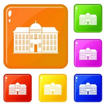 Capital building icons set vector color Ilustración de archivo