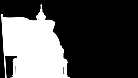 Capital Building Spin with Flag Animation Stock Footage 84874567