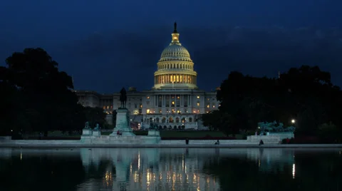 Capital Building Time Lapse Blue Hour to Night Video stock 28293480
