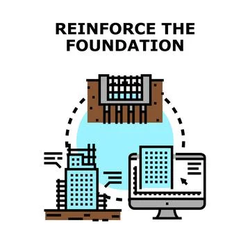 Capital construction reinforcing foundation engineering industry concept Stock Illustration