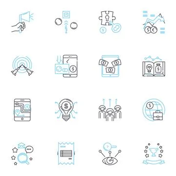 Capital enterprise linear icons set. Investment, Entrepreneurship, Growth Stock Illustration