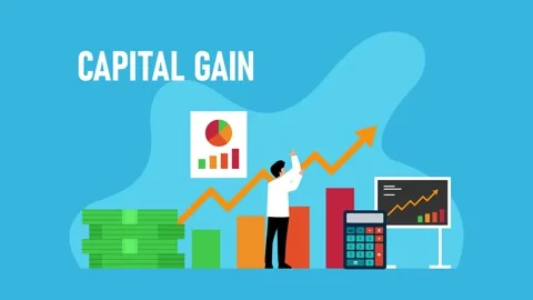 Capital Gain Concept with Rising Graph and Financial Growth Elements cartoo.. Stock Footage 305012435
