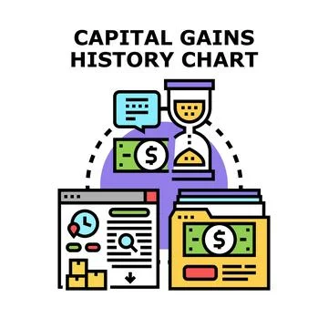 Capital gains history chart vector concept illustration 스톡 일러스트