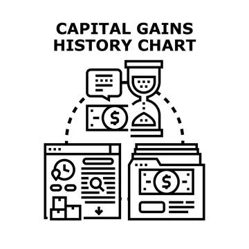 Capital gains history chart vector concept illustration Stock Illustration
