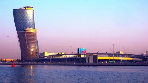 Capital gate of Abu Dhabi, United Arab Emirates,abu dhabi tower Stock Footage 140401464