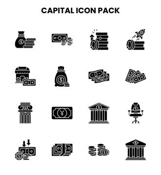 Capital Glyph Bundle Icons Pack Stock Illustration