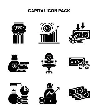 Capital Glyph Vector Icons Pack Ilustración de archivo