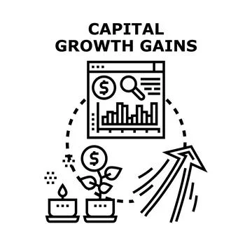 Capital growth gains vector concept illustration Stock Illustration