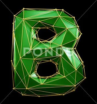 Capital Latin Letter B in Low Poly Style Green and Gold Color Isolated on  White Background. 3d Stock Illustration - Illustration of paper, latin:  209477853