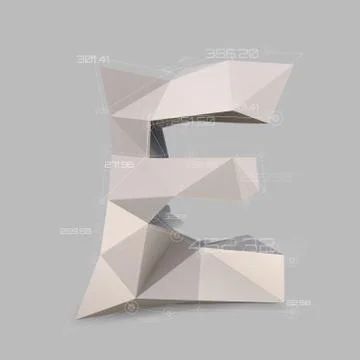 Capital latin letter E  in low poly style. Stock Illustration