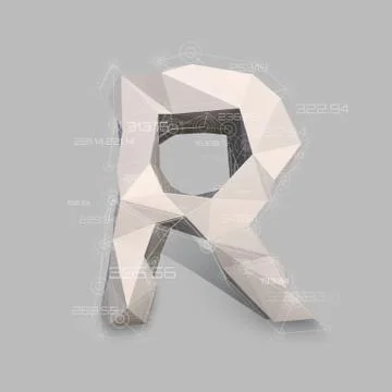 Capital latin letter R in low poly style. Stock Illustration