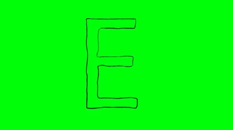 The Capital Latter E Cartoon Style Real sketching on a Green Screen Stock Footage 39649635