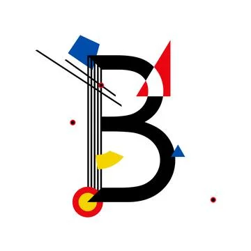 Capital letter B made up of simple geometric shapes, in Suprematism style Stock Illustration