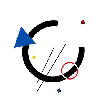 Capital letter C  made up of simple geometric shapes, in Suprematism style Stock Illustration