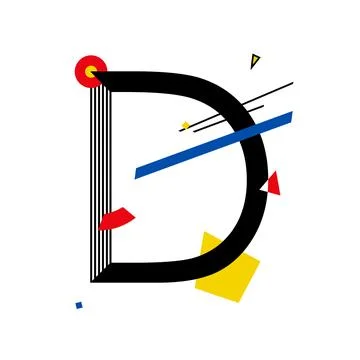Capital letter D made up of simple geometric shapes, in Suprematism style Stock Illustration