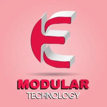 Capital letter E in 3d logo design Stock Illustration