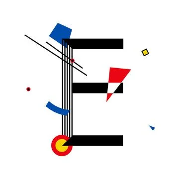 Capital letter E  made up of simple geometric shapes, in Suprematism style Stock Illustration