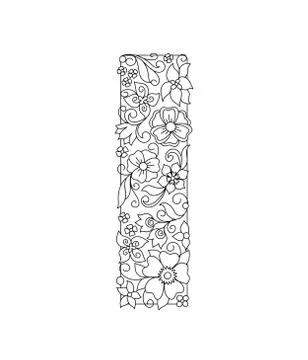 Capital letter I patterned with abstract flowers Stock Illustration