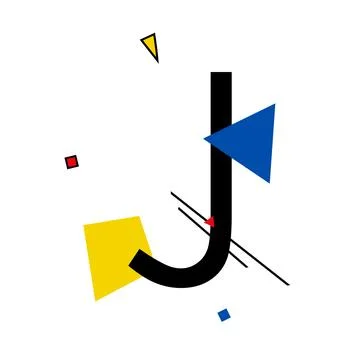 Capital letter J made up of simple geometric shapes, in Suprematism style Stock Illustration