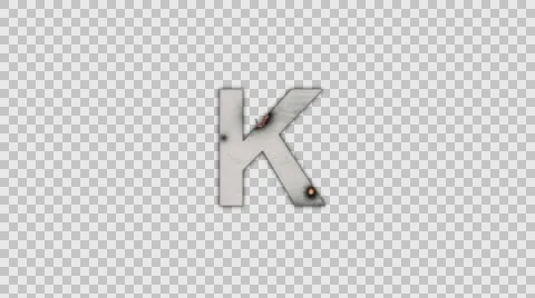 The Capital Letter K Burning To Ashes in Alpha Channel Stock Footage 60991506