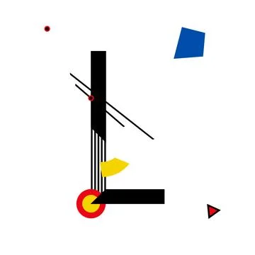 Capital letter L made up of simple geometric shapes, in Suprematism style Stock Illustration