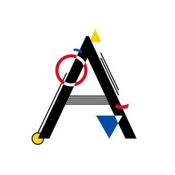 Capital letter A  made up of simple geometric shapes, in Suprematism style Stock Illustration