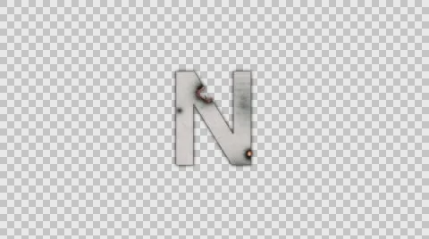 The Capital Letter N Burning To Ashes in Alpha Channel Stock Footage 60991544